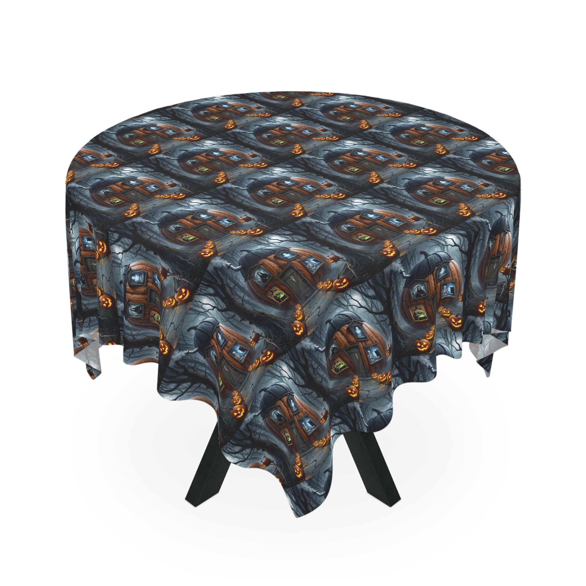Gothic Pumpkin Pattern Tablecloth / Spooky Halloween Harvest Decor