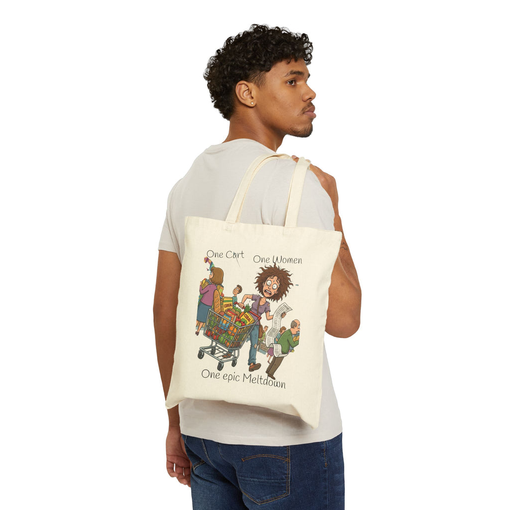 Funny Grocery Tote Bag / Epic Meltdown" Cotton Canvas Shopper