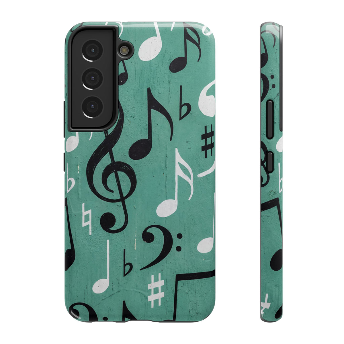 Teal Music Notes Phone Case | Impact-Resistant Case