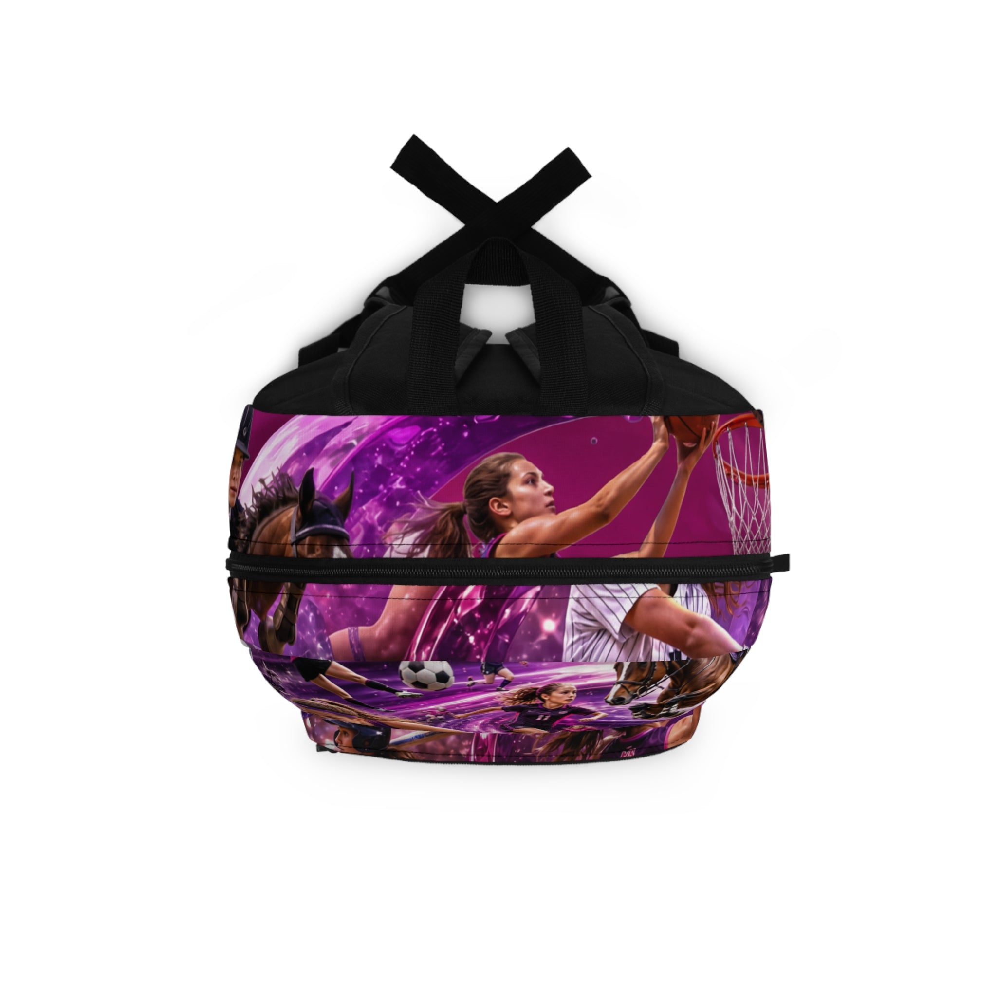 Girls Sporty Collage Backpack | Purple Sports Action