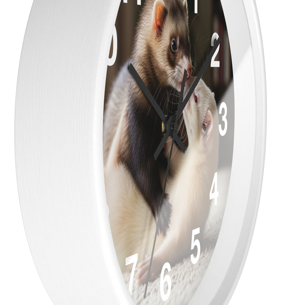 Ferret Pair Wall Clock / Cute Ferret Photo Clock for Pet Lovers