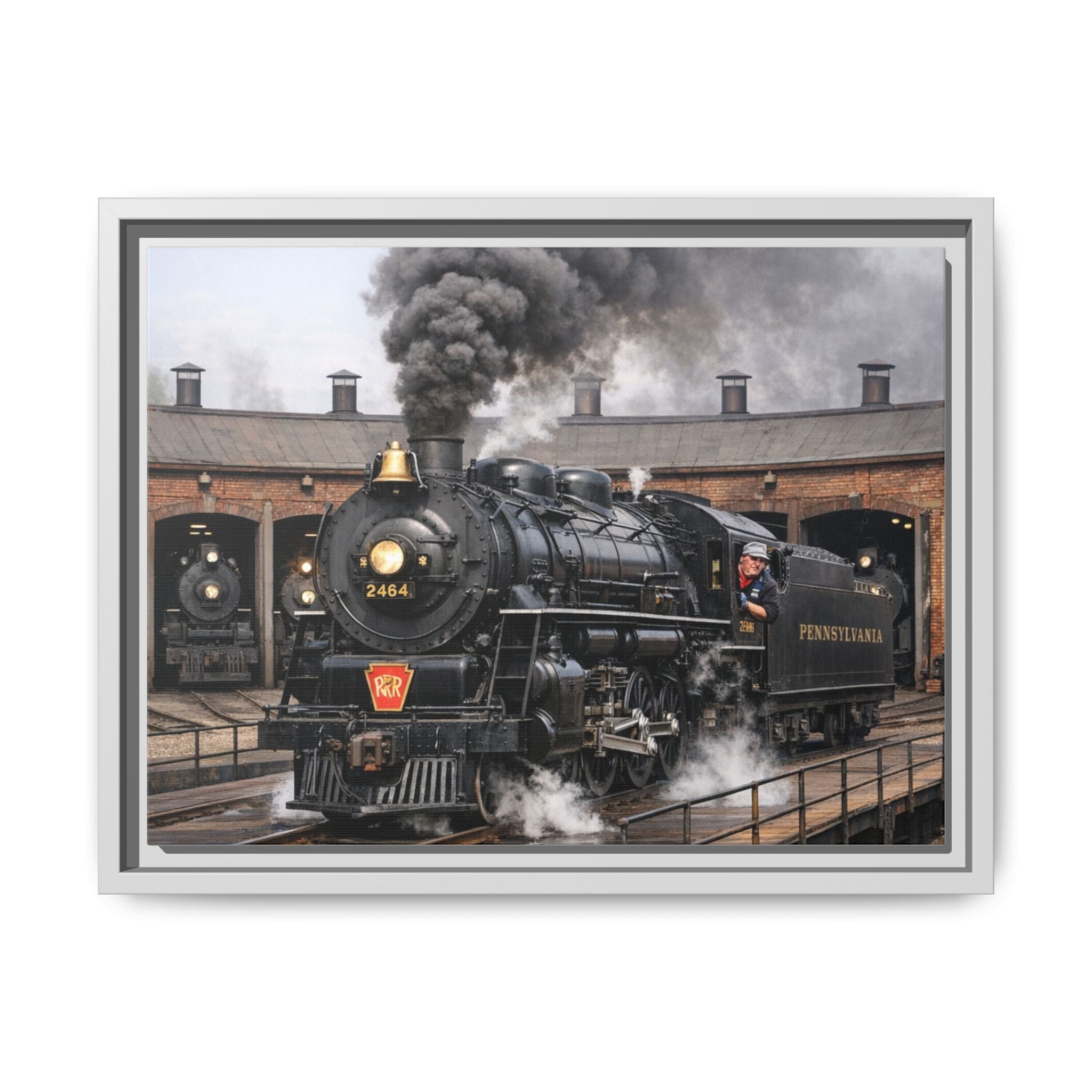 Framed Steam Train/Matte Canvas60 (Multi-color)