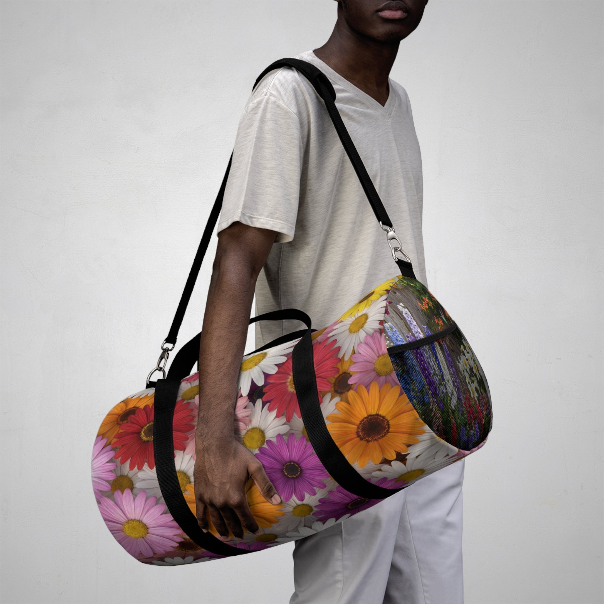 Floral Daisy Duffel Bag — Colorful Travel & Gym Bag