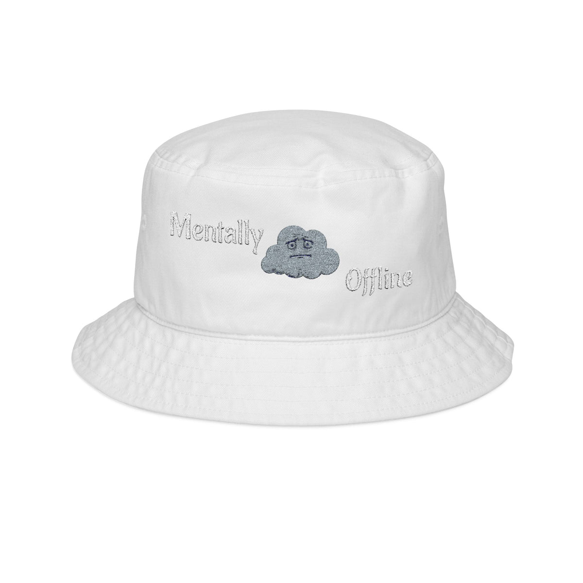 Mentally Offline cloud embroidery Bucket Hat | embroidered bucket hat