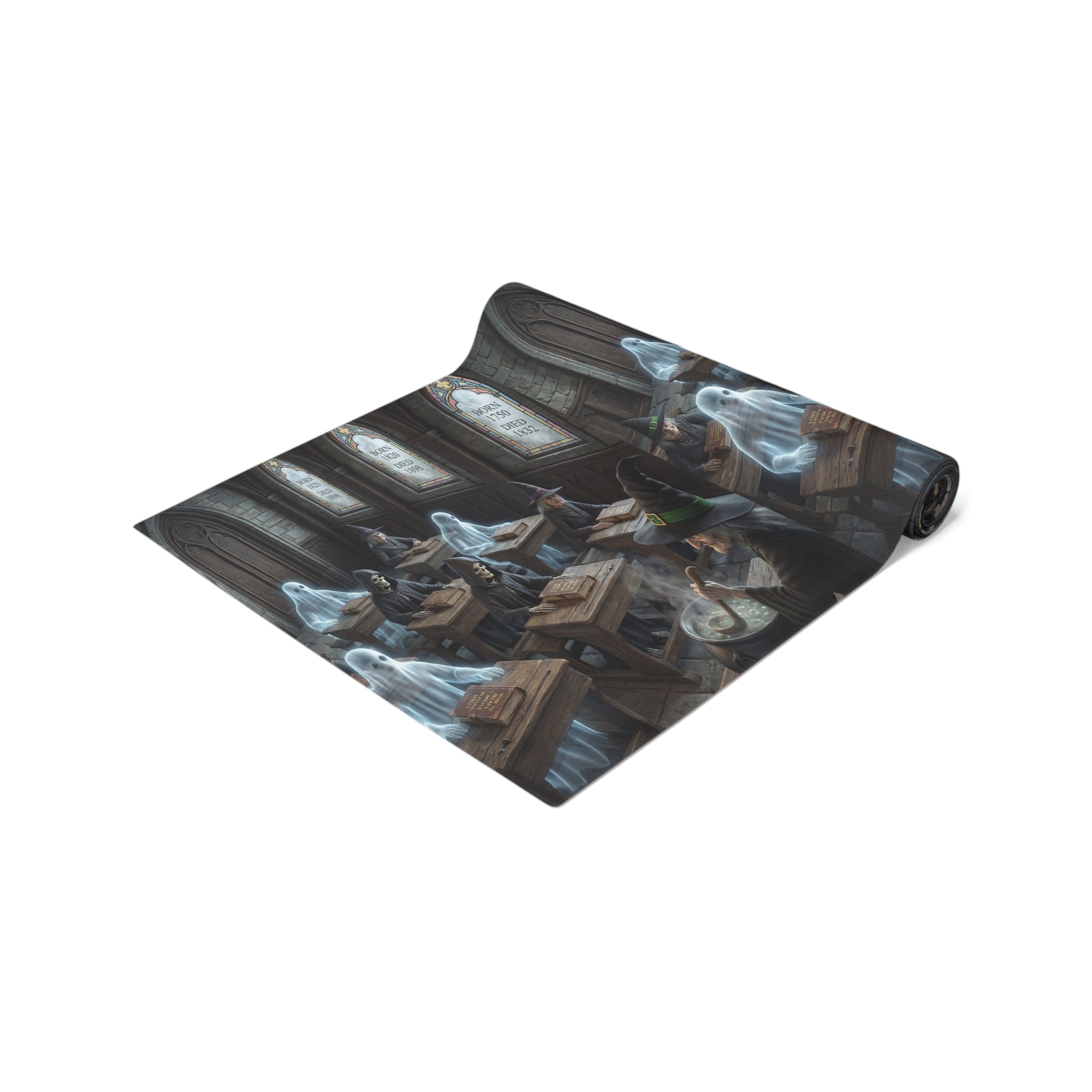 Haunted School Room Scene Table Runner | Halloween Gothic Decor