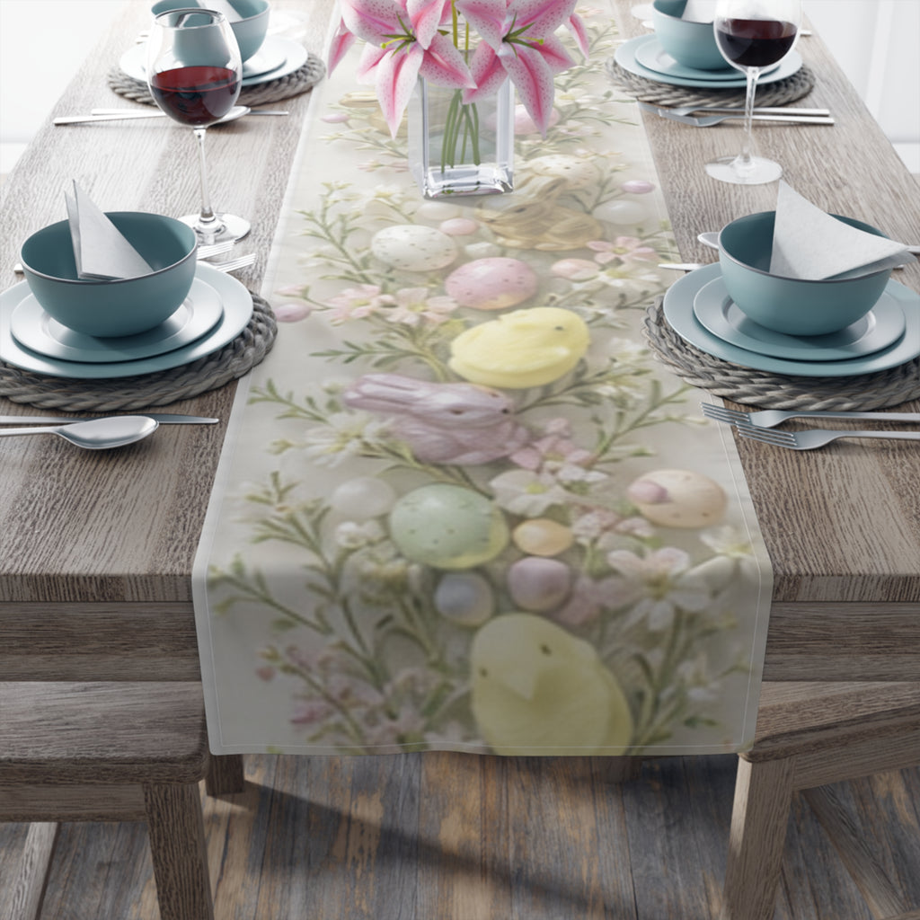 Table Runner Easter Bunny and Pastel Eggs\Spring Floral Cotton