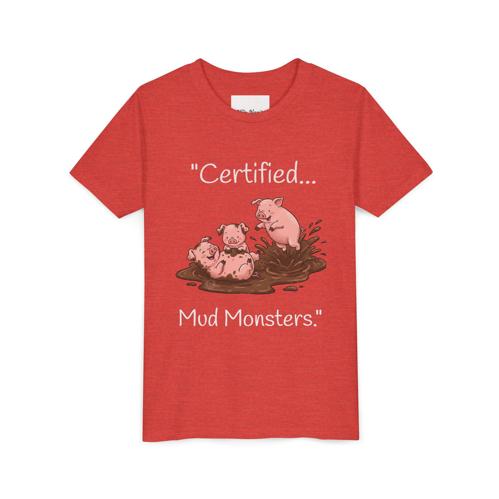 Youth Tee / "Certified Mud Monsters" Playful Piglets Graphic