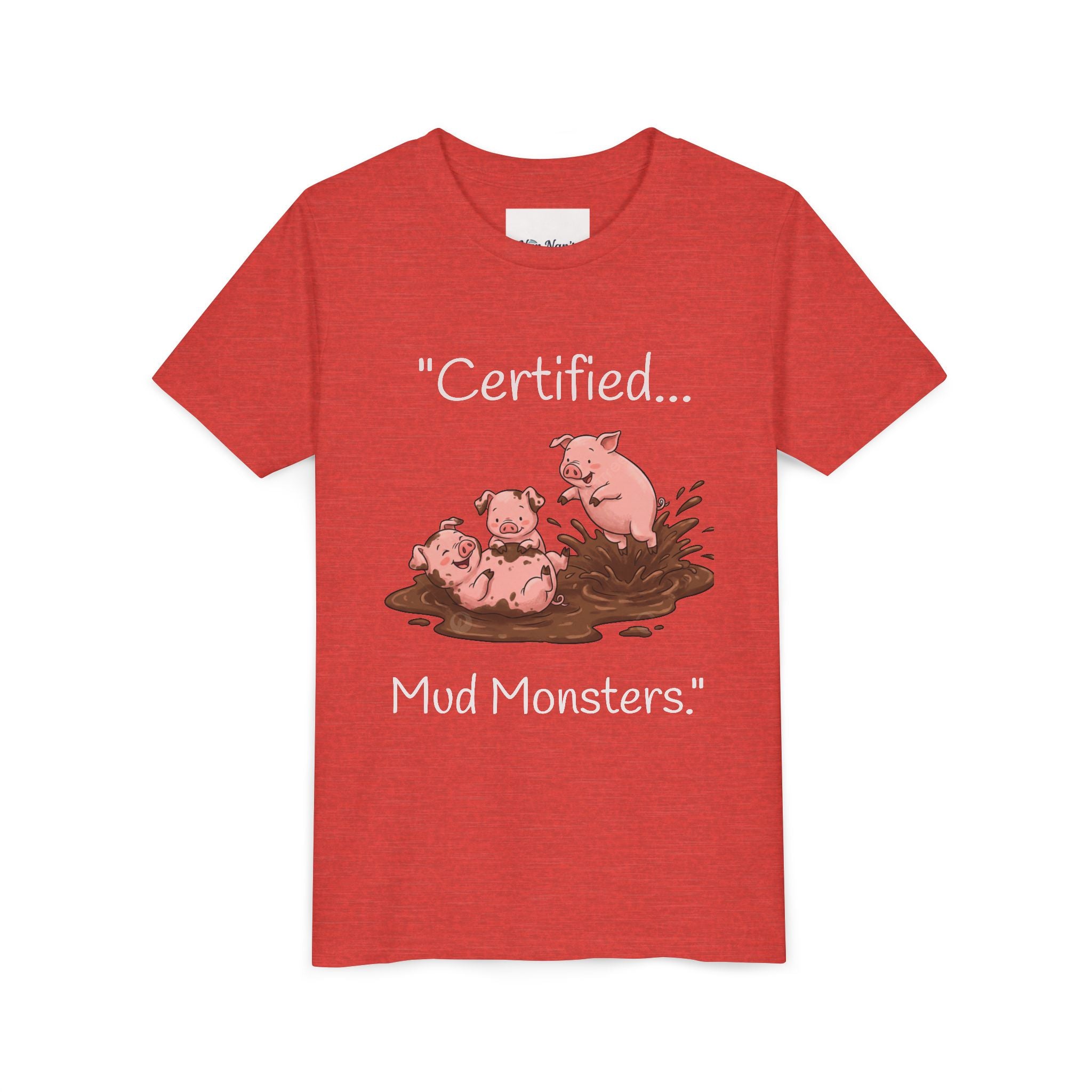 Youth Tee / "Certified Mud Monsters" Playful Piglets Graphic