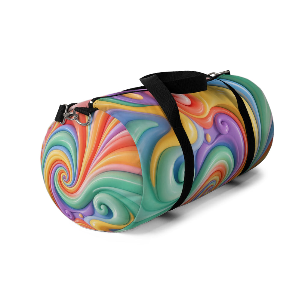 Colorful Swirl Duffel Bag — Retro Rainbow Travel & Gym Bag