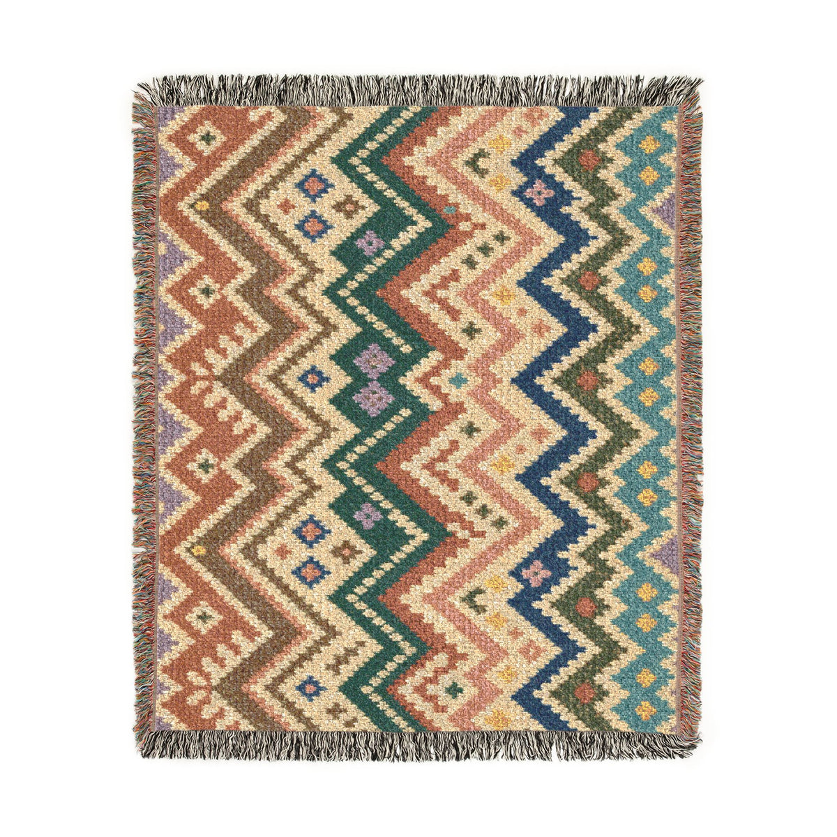Southwestern Chevron Woven Blanket - Aztec Zigzag