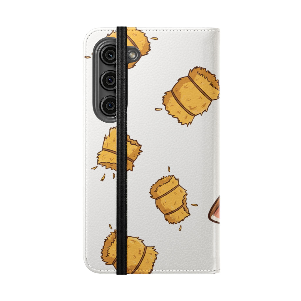 Cow & Hay Pattern Flip Case/ Cute Farm Animal Phone Wallet