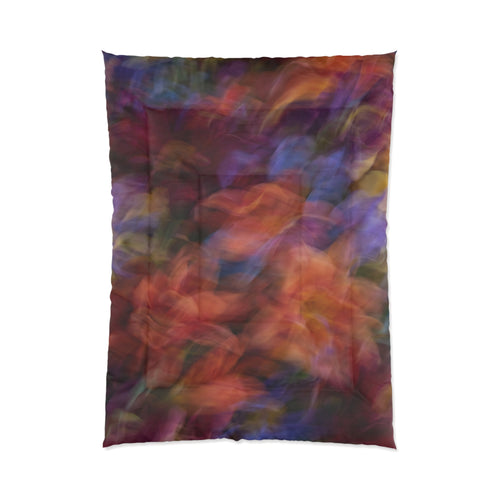 Abstract Autumn Leaves Comforter - Colorful Blurred Floral Bedding