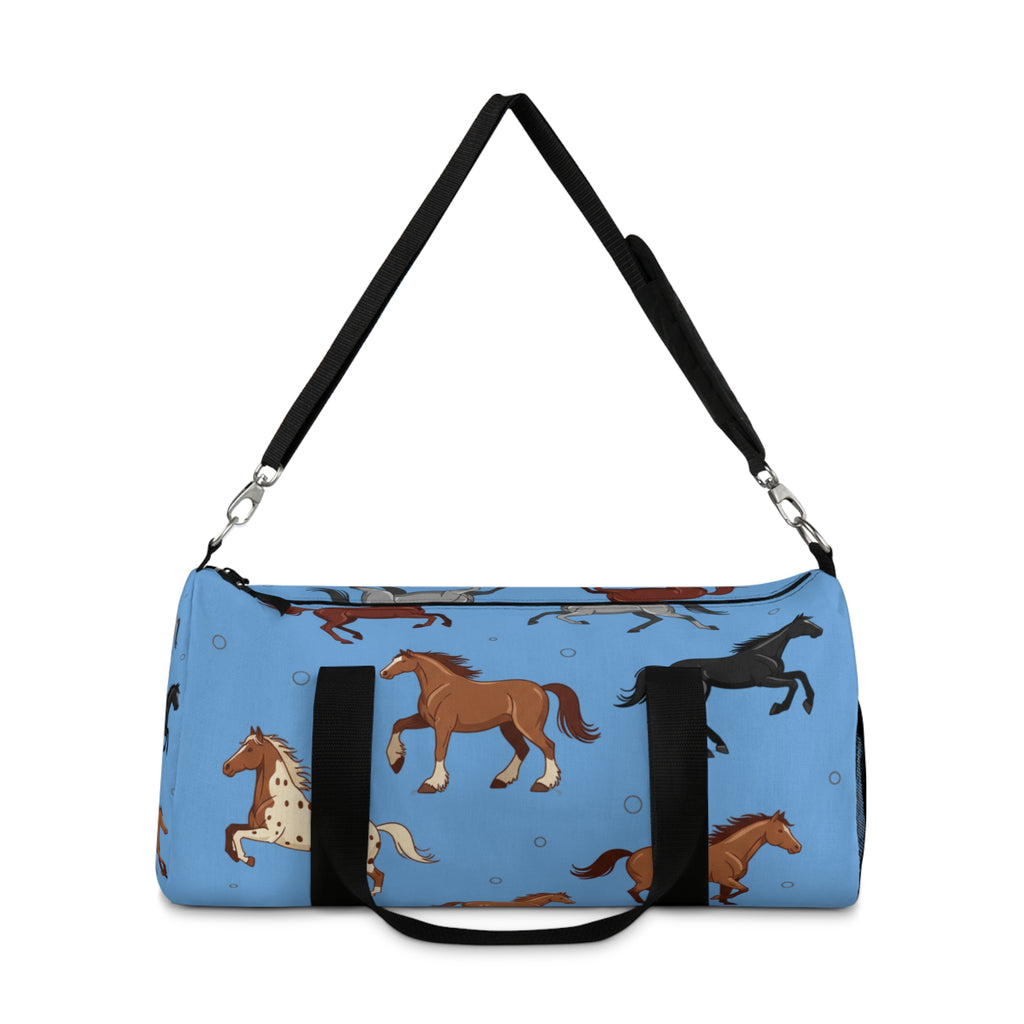 Blue Galloping Horses Duffel Bag / Equestrian Travel & Gym Bag