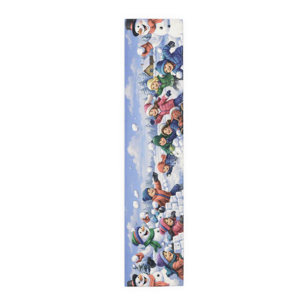 Snowball Fight Snowman Table Runner | Winter Christmas Table Decor