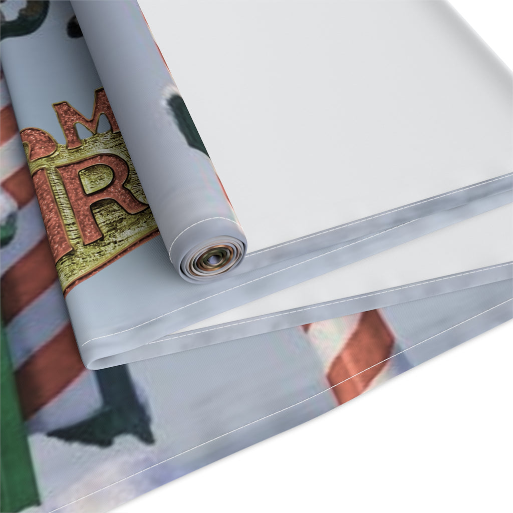Christmas Village Scene Table Runner | Holiday Snowy Cottage Design