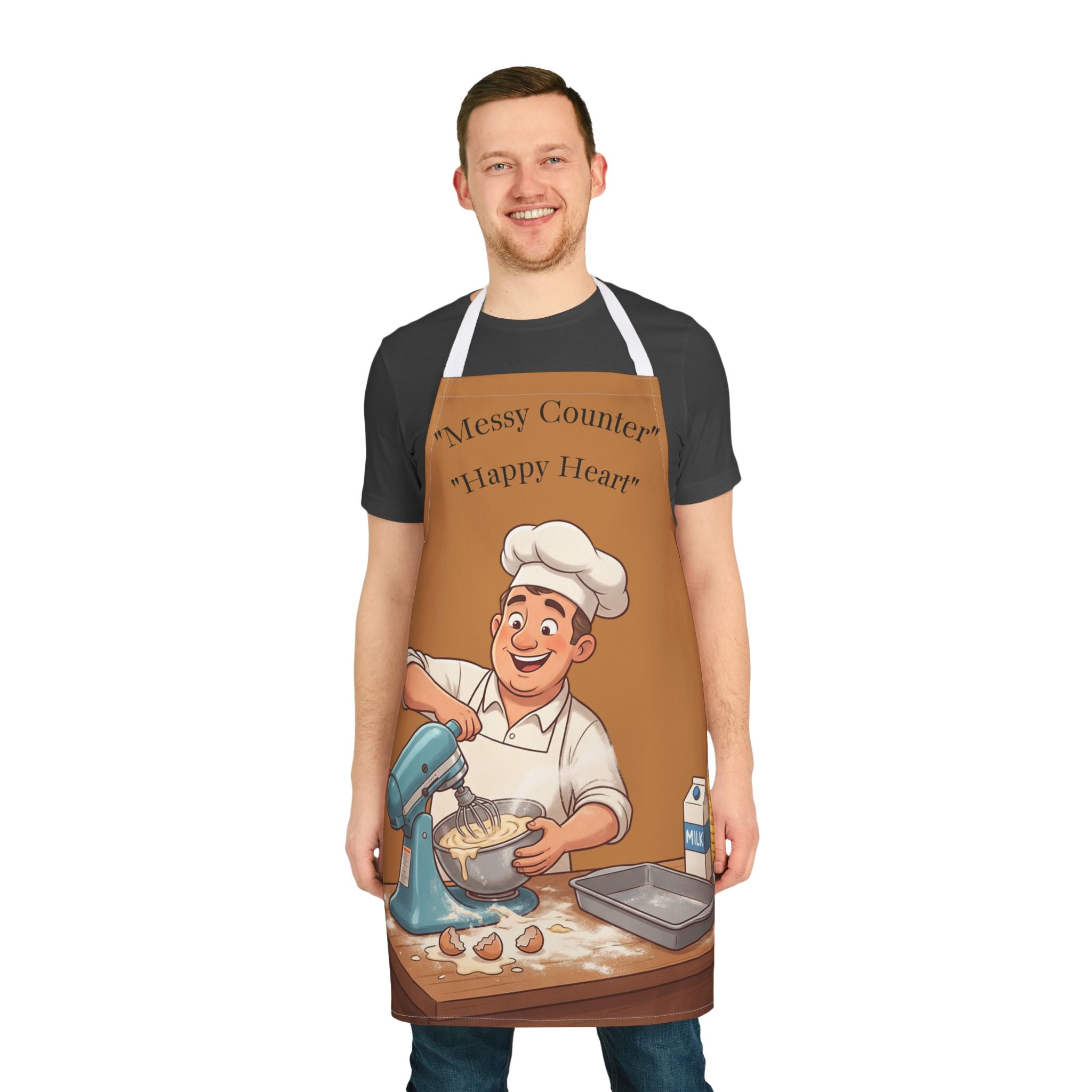 Apron Cheerful Baker Illustration | Cartoon Chef Baking, Kitchen Apron