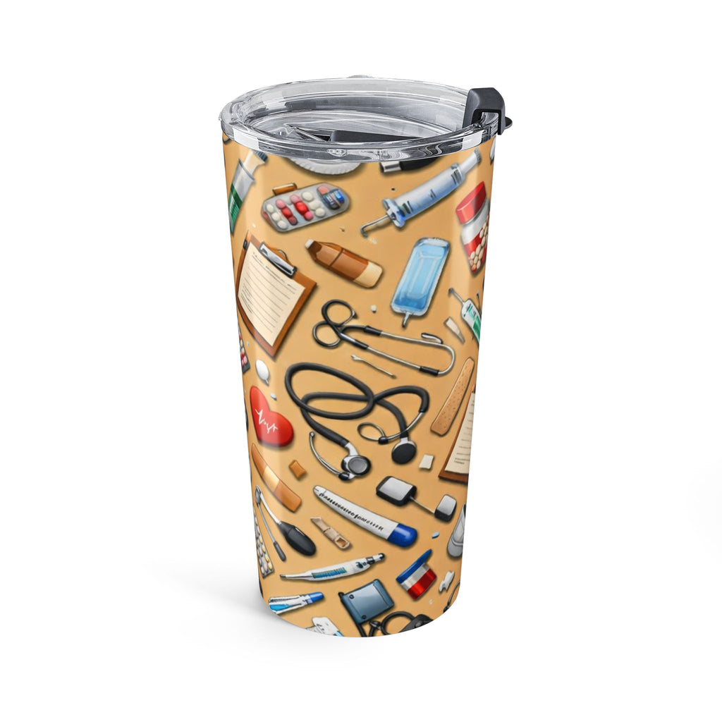Medical Supplies Pattern Tumbler 20oz | Nurse Doctor Stethoscope Clipboard