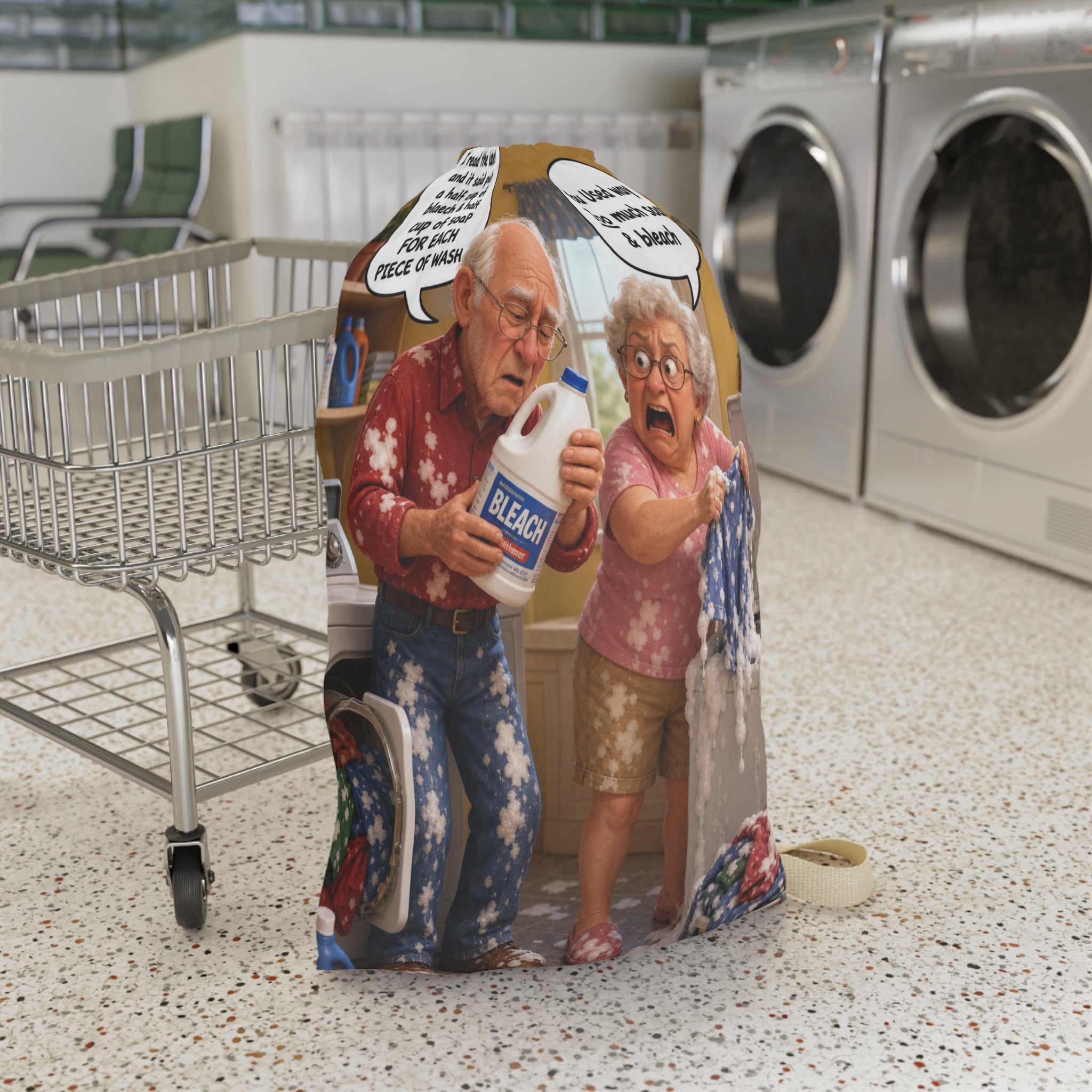 Funny Cartoon Laundry Bag — 'You Used Way Too Much Soap & Bleach'