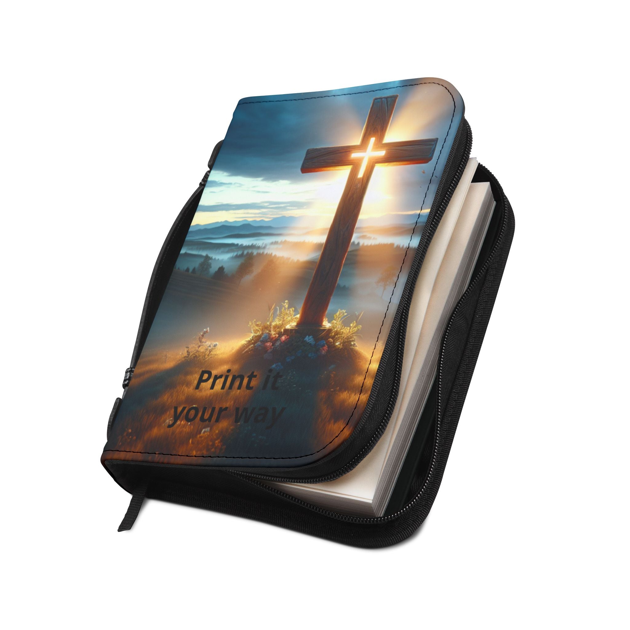 Bible Cover/Light from Heaven With Cross/ 100% PU Leather/