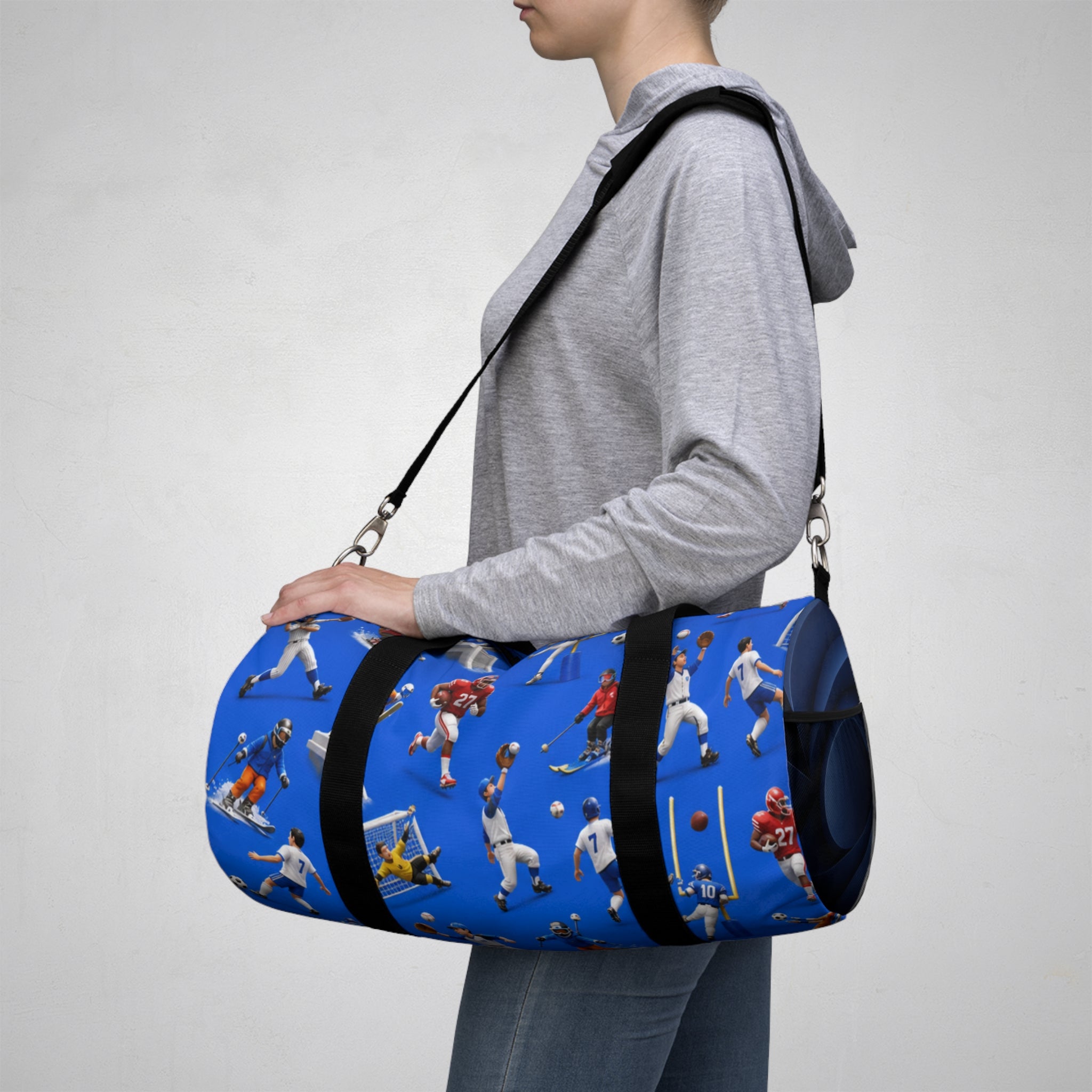Football Players Pattern Duffel Bag — Sport Travel Gym Bag for Fans & Athletes
