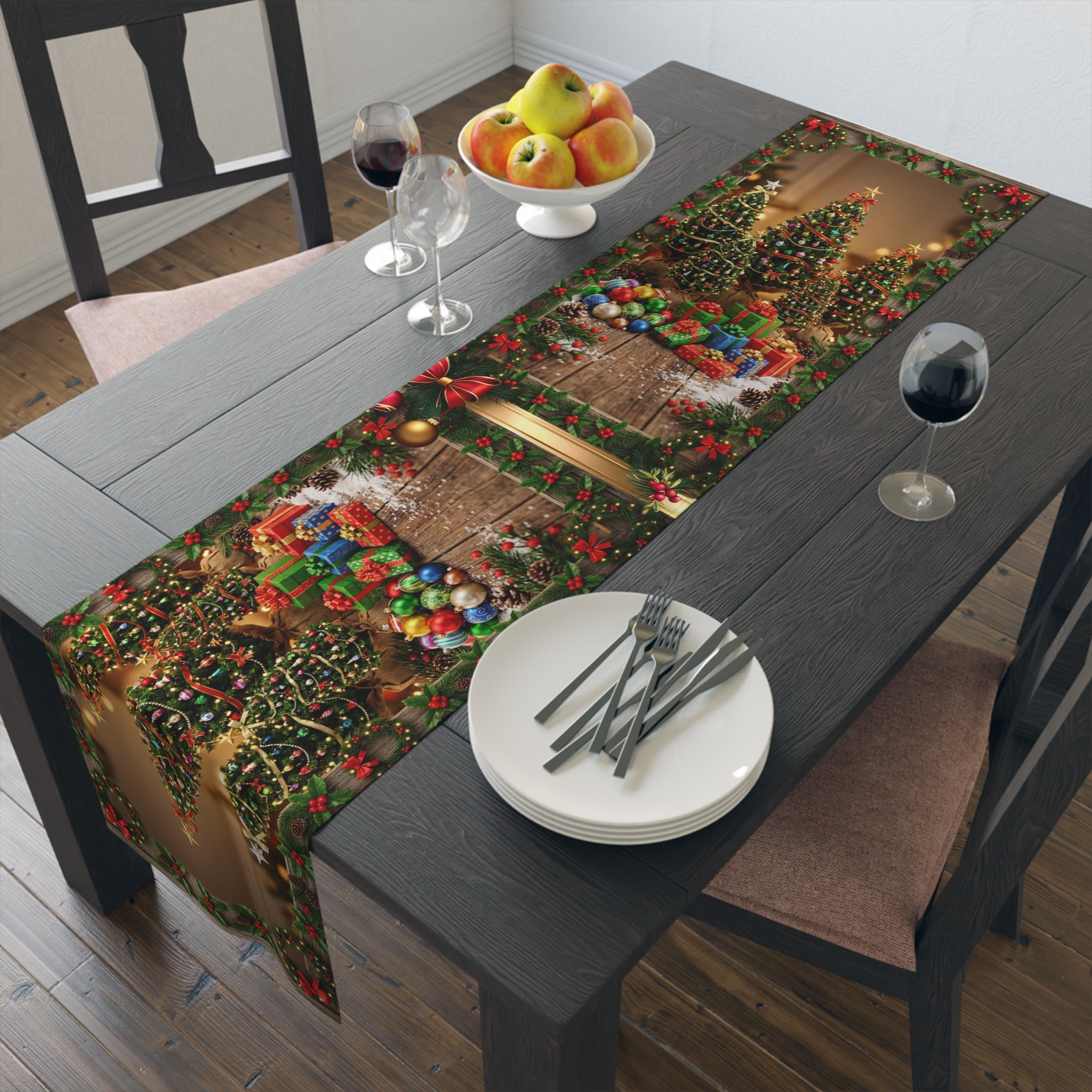 Christmas Tree Table Runner | Holiday Dining Decor