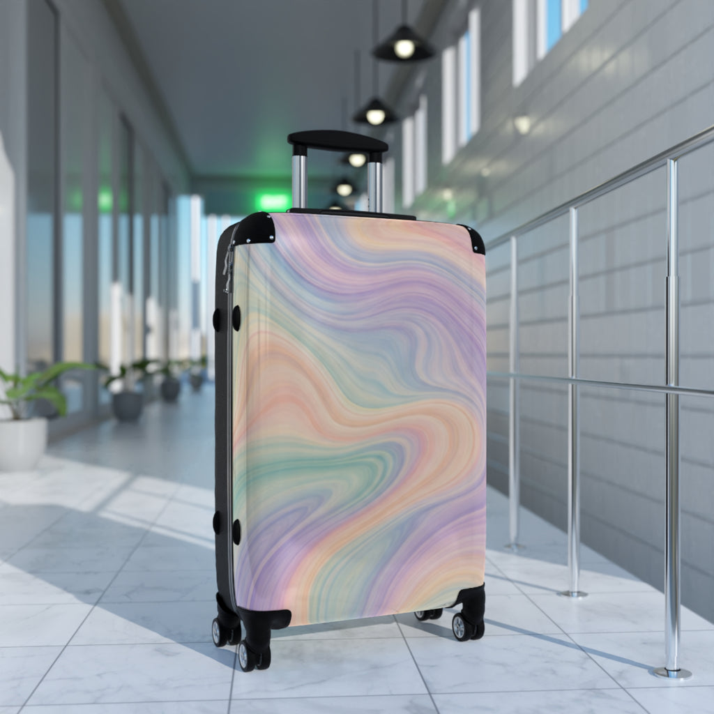 Psychedelic Swirl Colorful Marble Suitcase | Retro Travel Luggage
