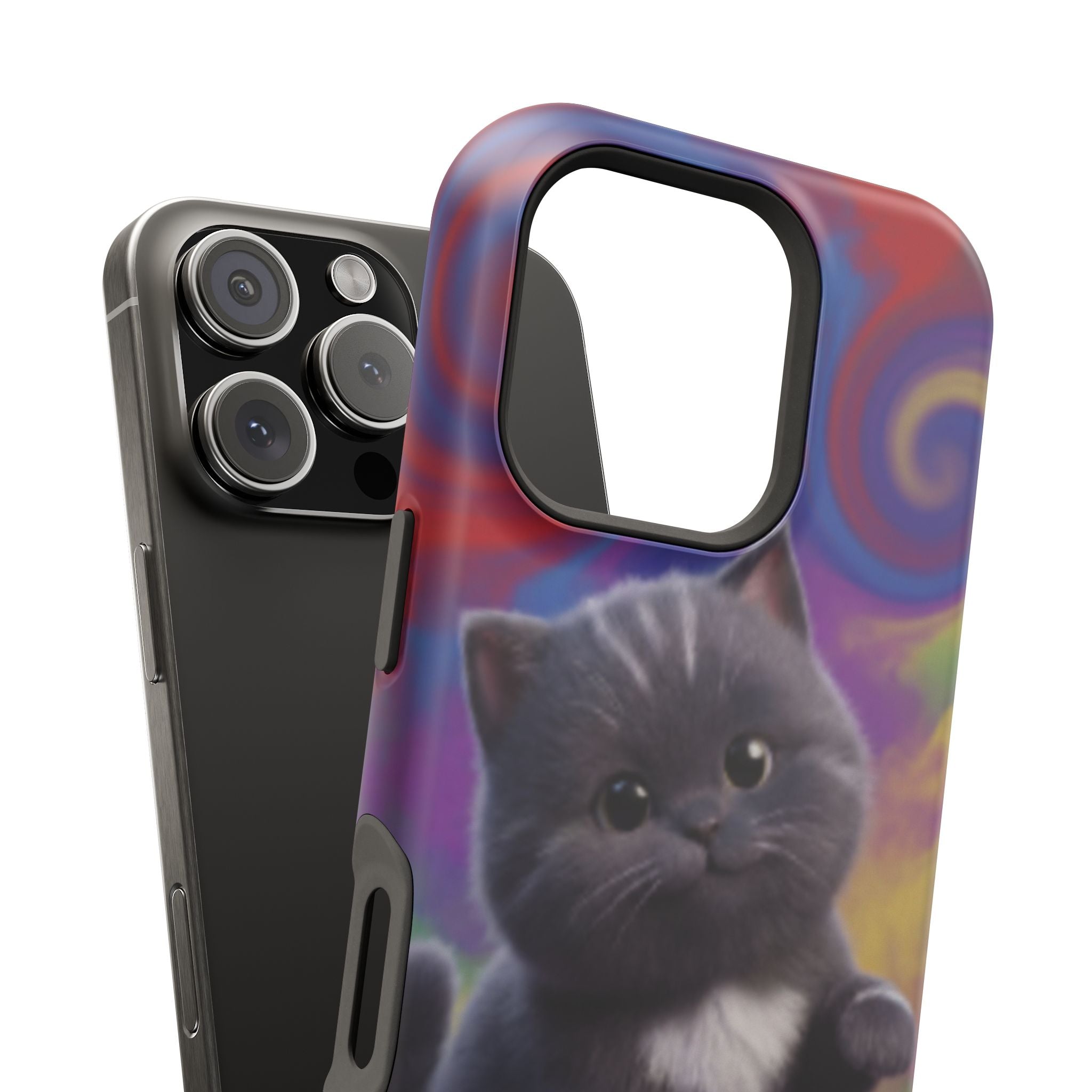 Kawaii Gray Kitten phone case | Impact-Resistant Case