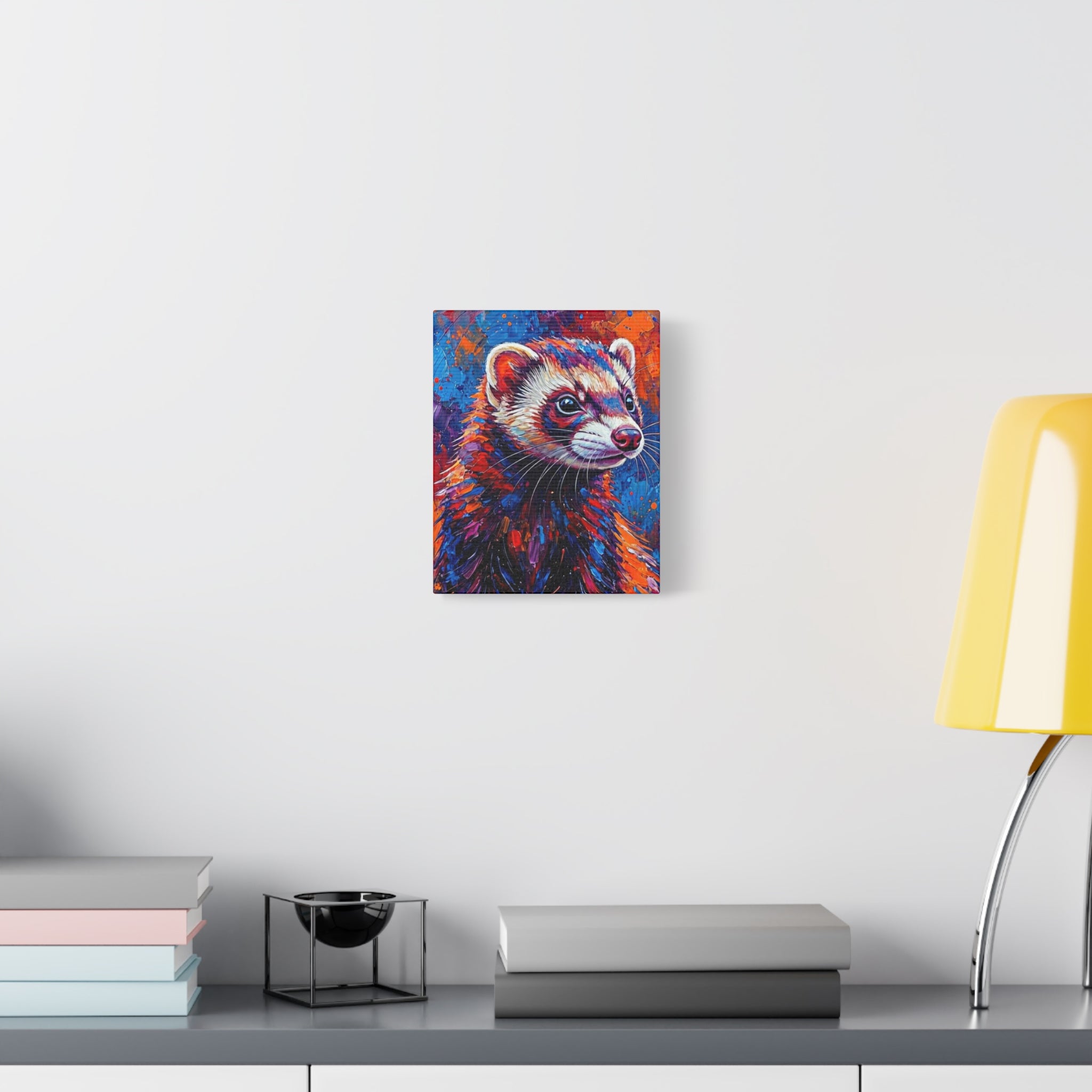 Colorful Ferret Canvas Print /Vibrant Pop-Art Animal Wall Art