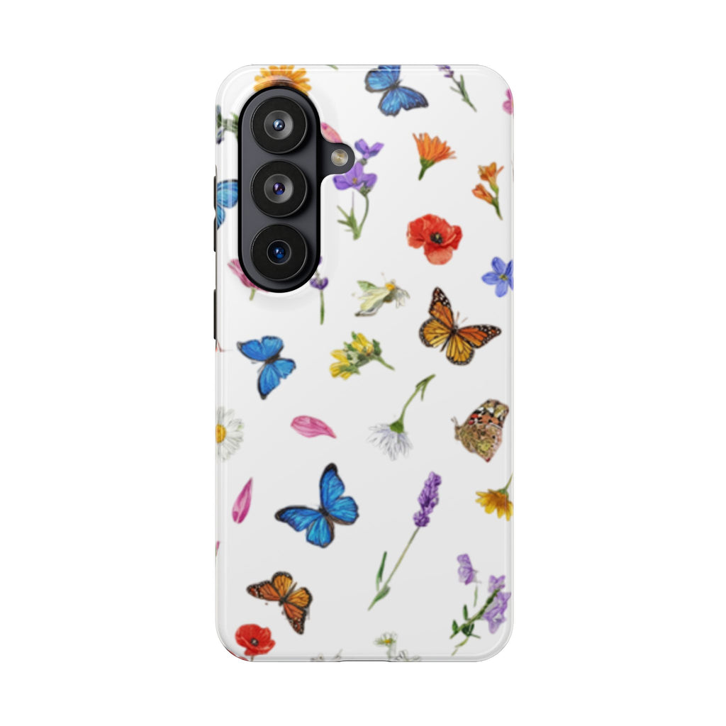 Butterfly Meadow Tough Phone Case / Floral Protective Phone Cover