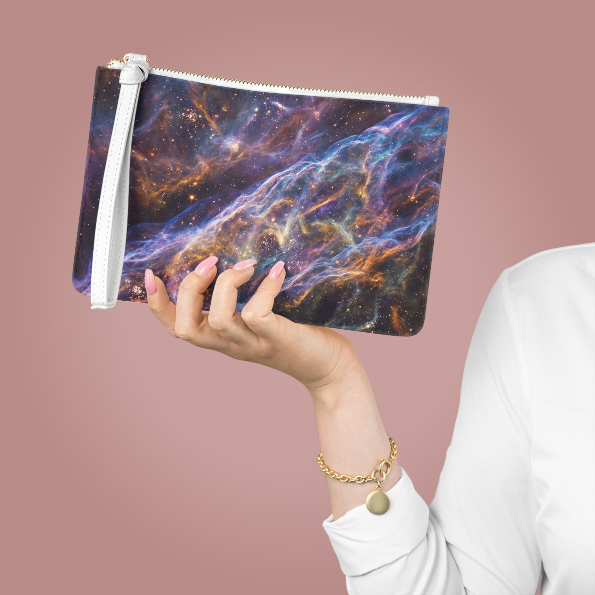 Galaxy Nebula Clutch Bag / Cosmic Space Print Wristlet