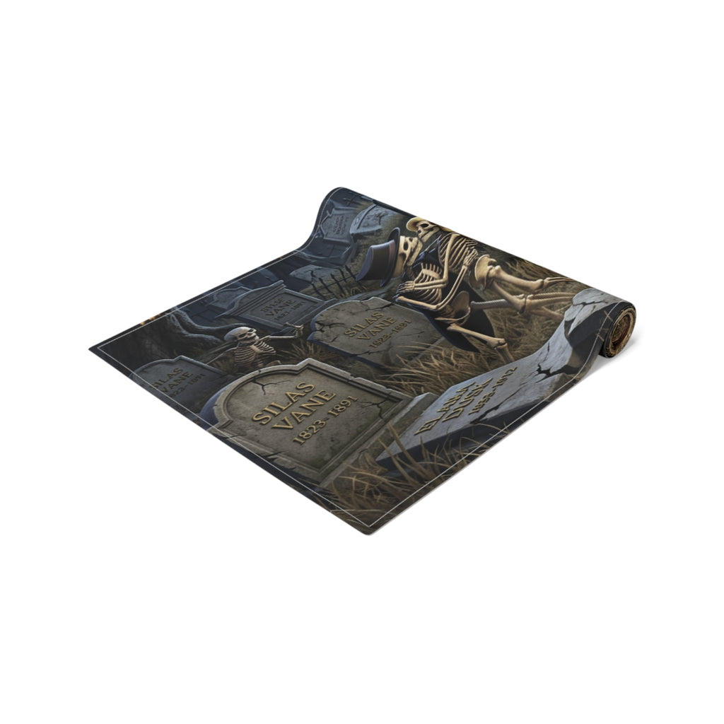 Haunted Graveyard Scene Table Runner | Halloween Cemetery Design