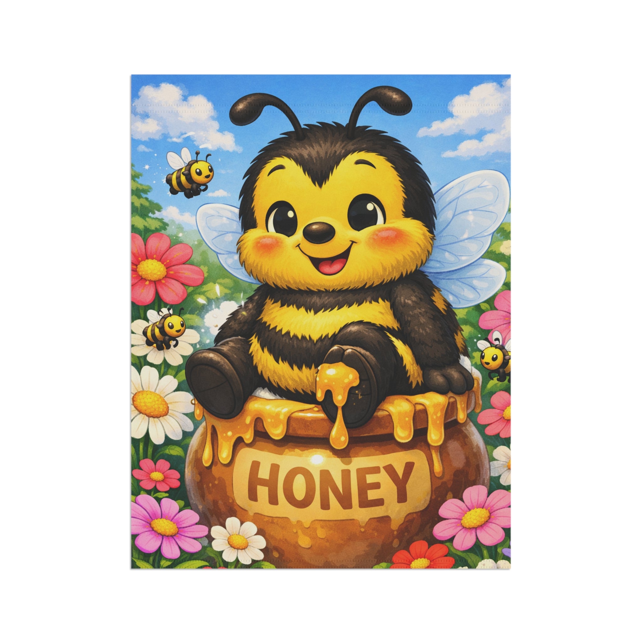 Cute Bee on Honey Pot Garden Flag | House Banner
