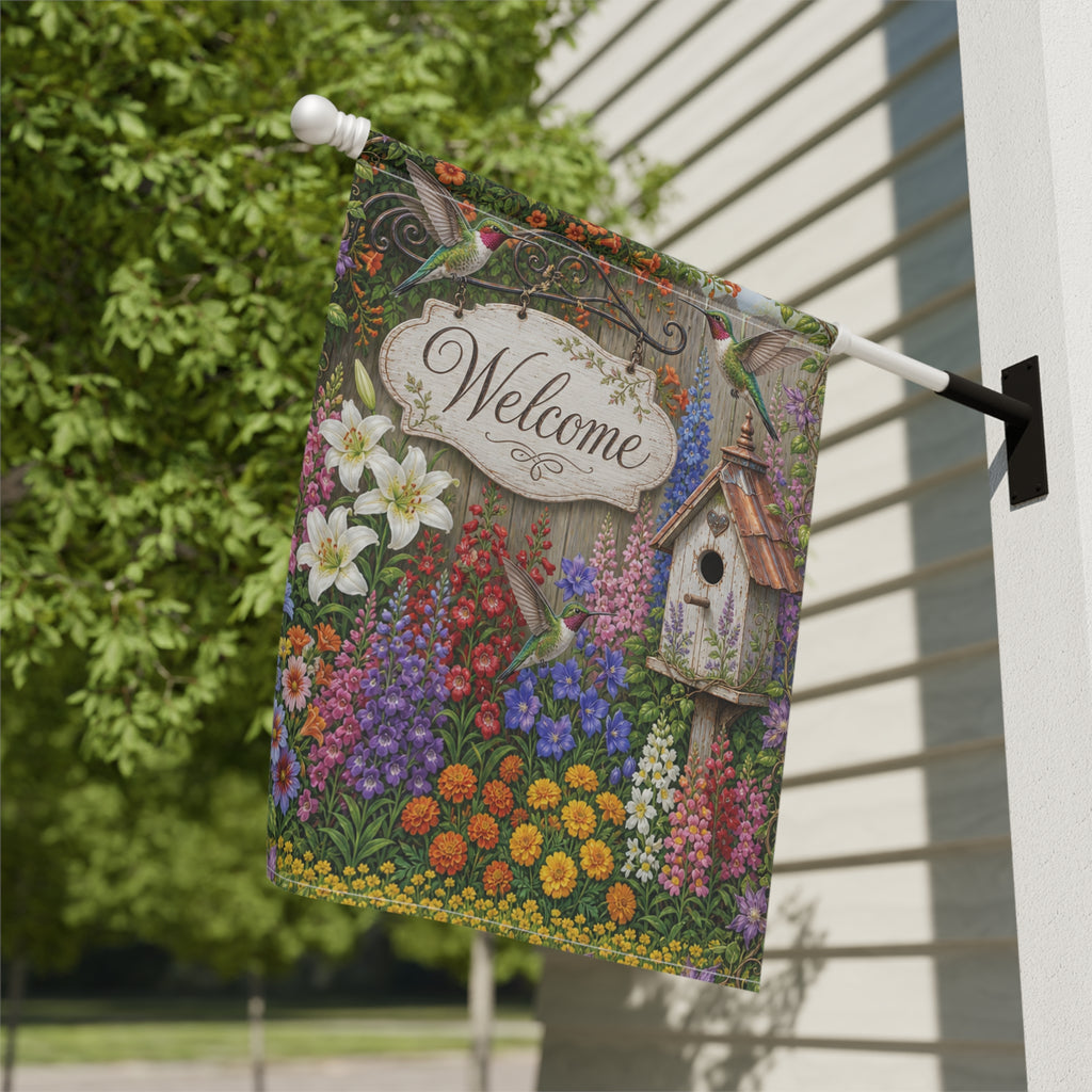 Cottage Garden Floral Banner | House Welcome Flag