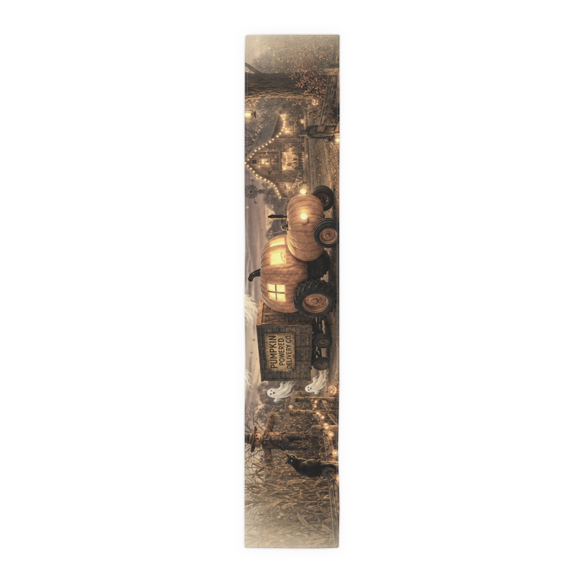 Haunted Pumpkin Truck Table Runner | Halloween Cotton Poly