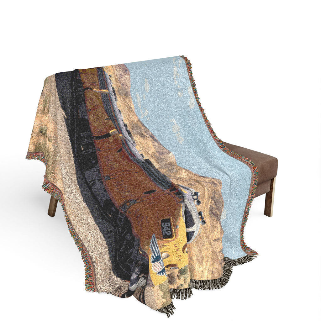 Vintage Streamlined Train Woven Blanket | Desert Locomotive Throw