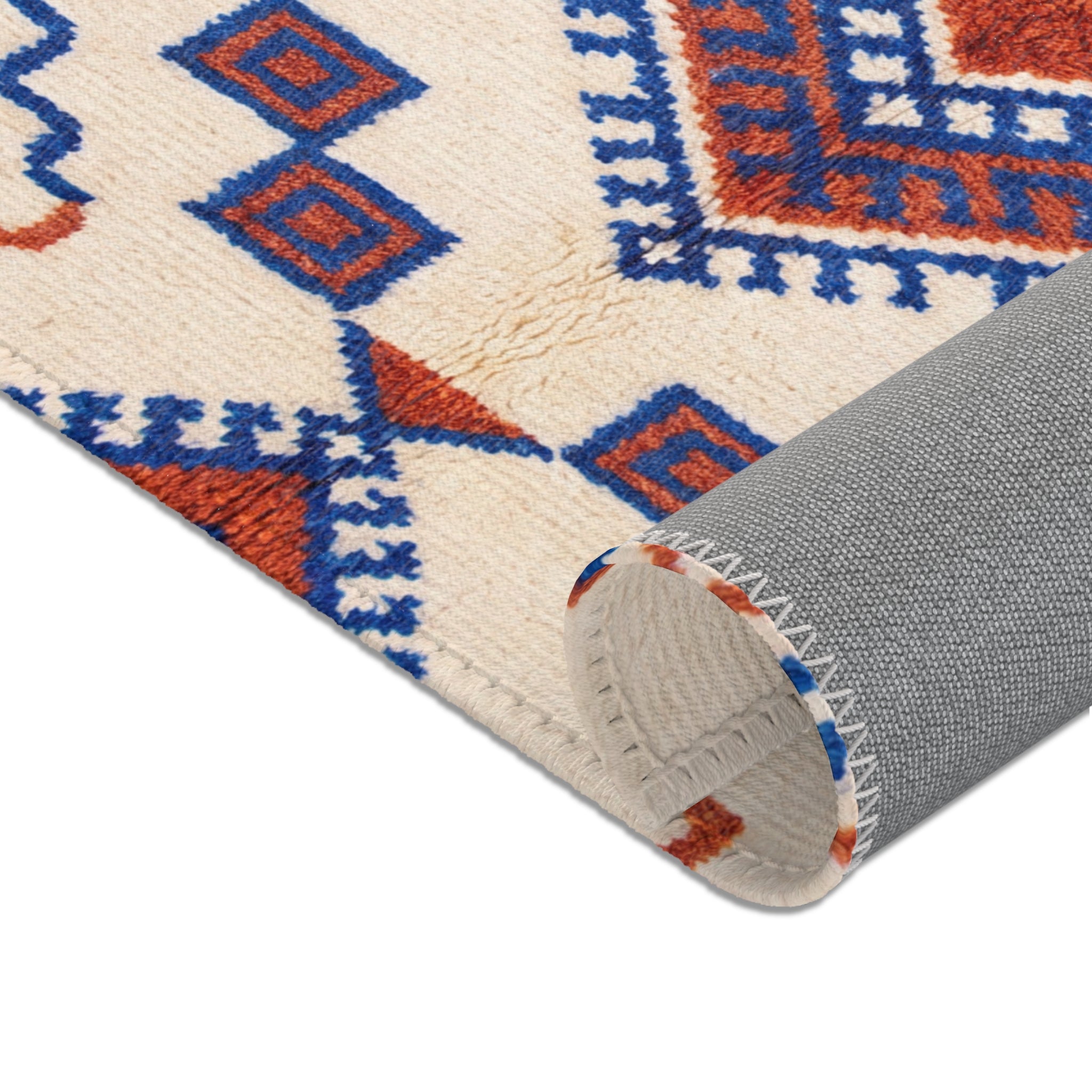 Southwestern Diamond Pattern Area Rug | Blue Rust Geometric