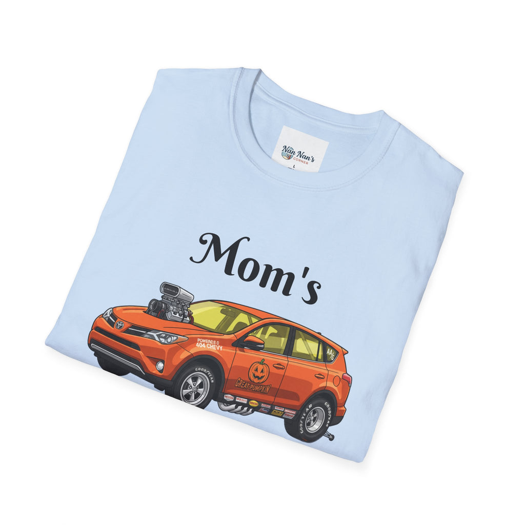 Car Enthusiast T-Shirt — Orange Hot Rod SUV Graphic with “Quicker Picker Upper”