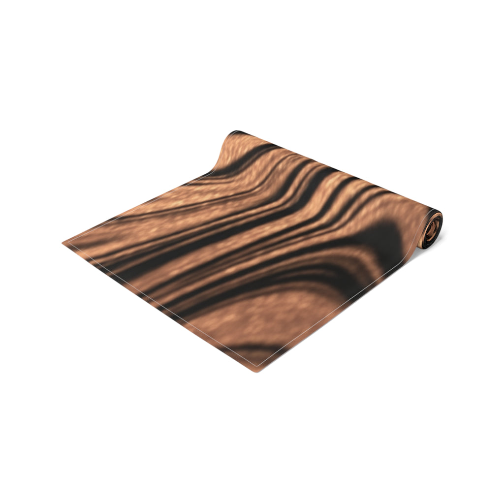 Halloween Copper Marble Swirl Table Runner | Abstract Woodgrain Pattern