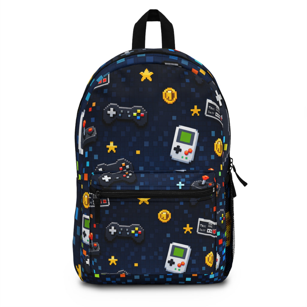 Retro Gaming Pixel Pattern Backpack | Game Controller, Handheld Console