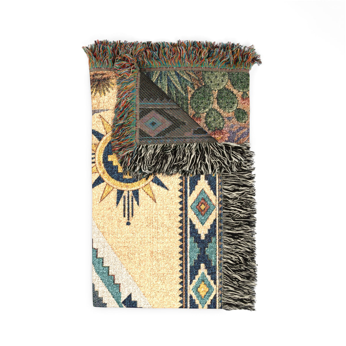 Southwestern Diamond Woven Blanket - Navajo Cactus