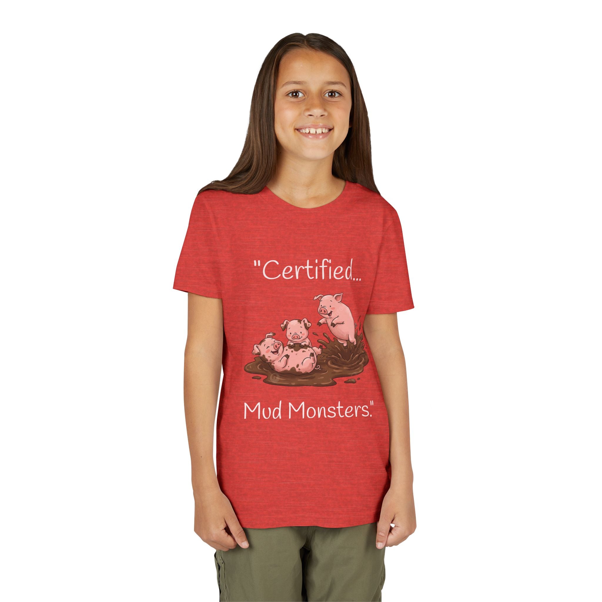 Youth Tee / "Certified Mud Monsters" Playful Piglets Graphic