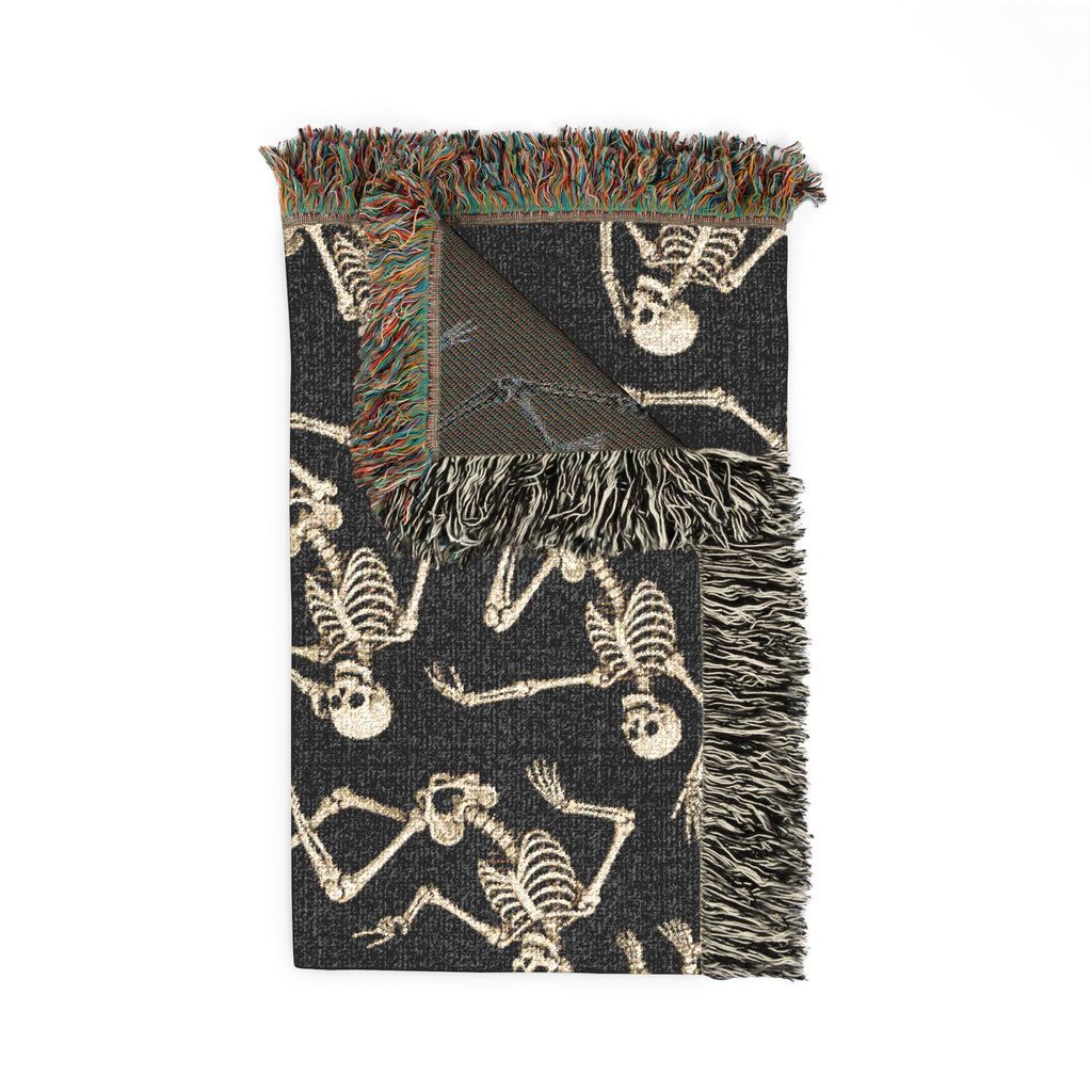 Gold Skeleton Woven Blanket - Halloween Throw