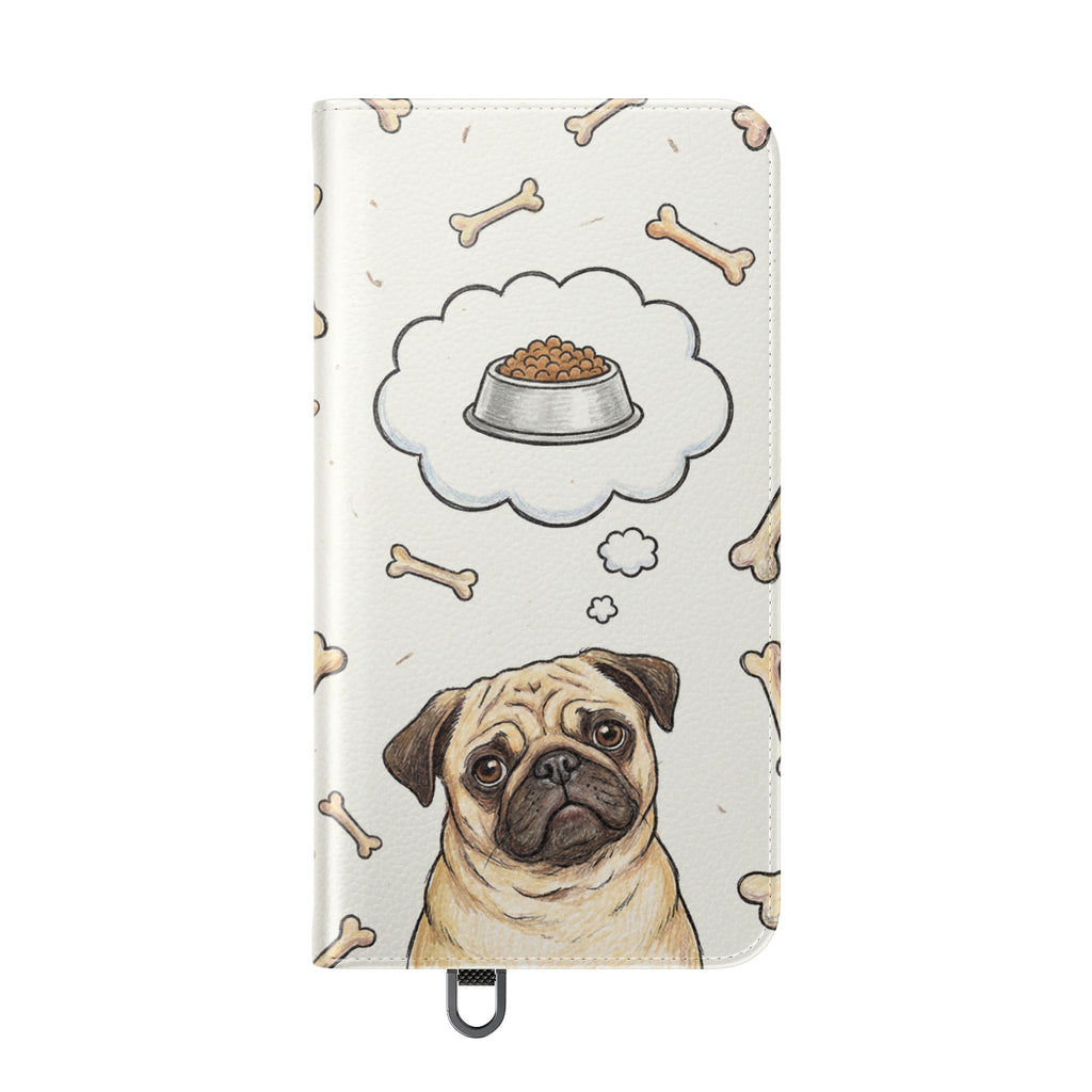 Pug & Bones Phone Flip Case / Cute Dog Wallet Cover