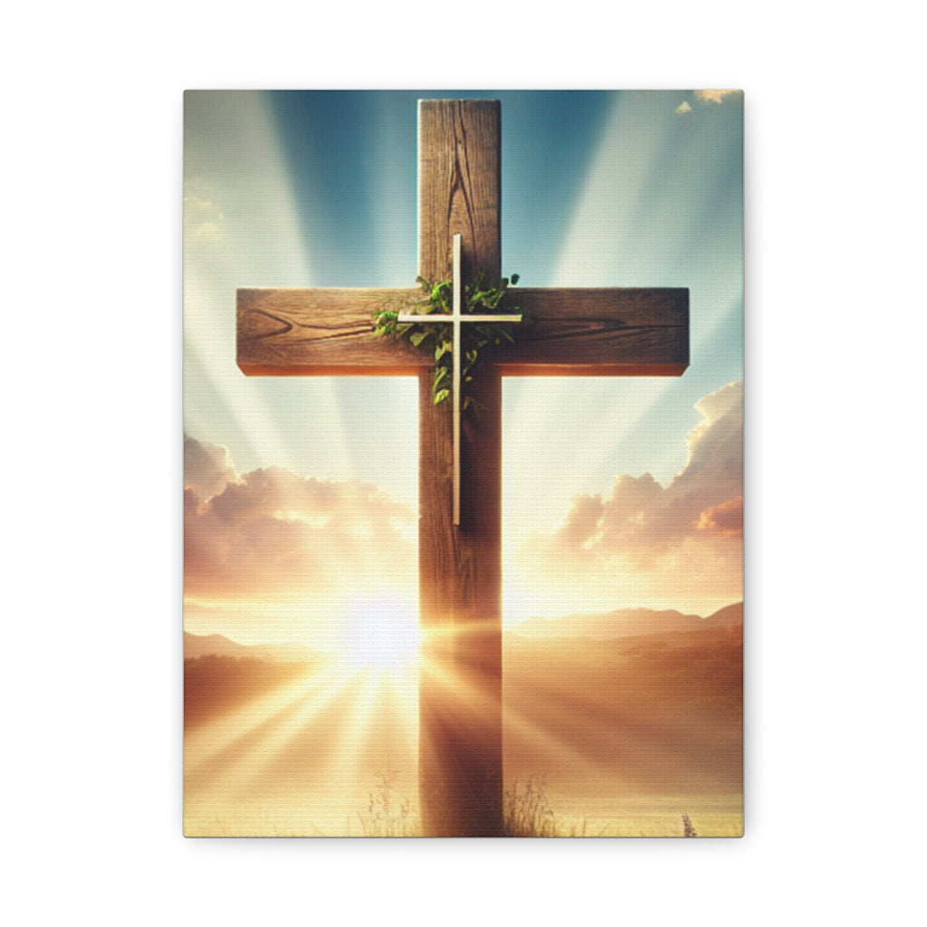Sunrise Cross Matte Canvas Wall Art / Christian Inspirational Religious Home Decor