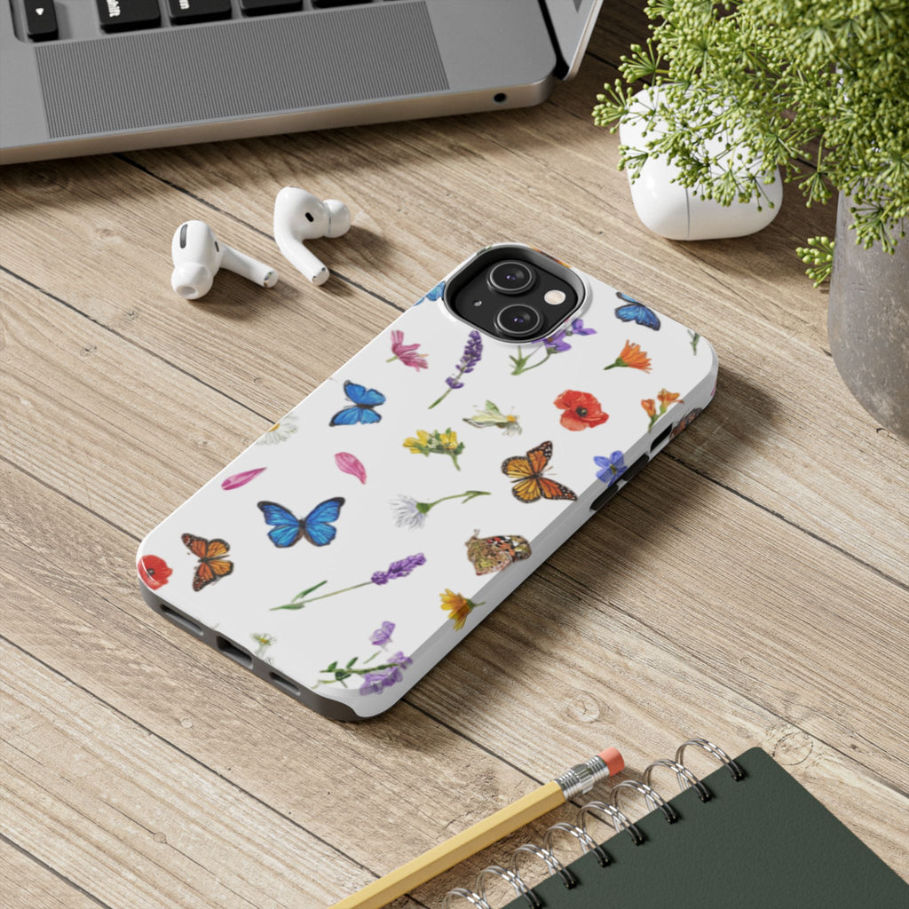 Butterfly Meadow Tough Phone Case / Floral Protective Phone Cover