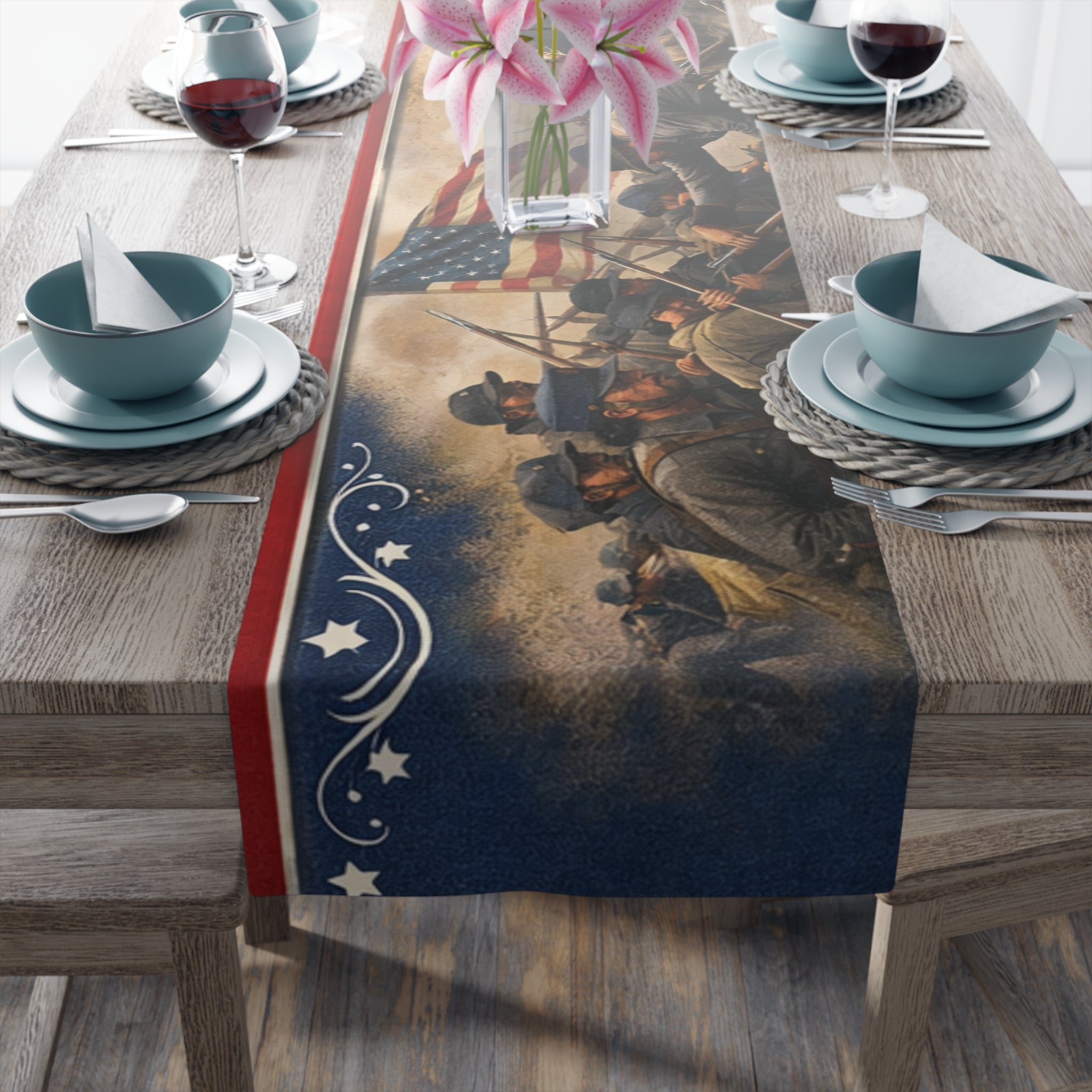 Civil War Soldiers Table Runner | Historical Battle Scene