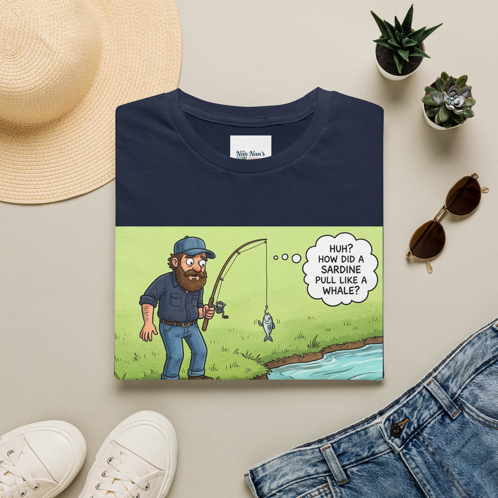 Fishing Bass Cartoon Unisex Graphic T-Shirt – Funny Lure Pond Fish Cotton Tee