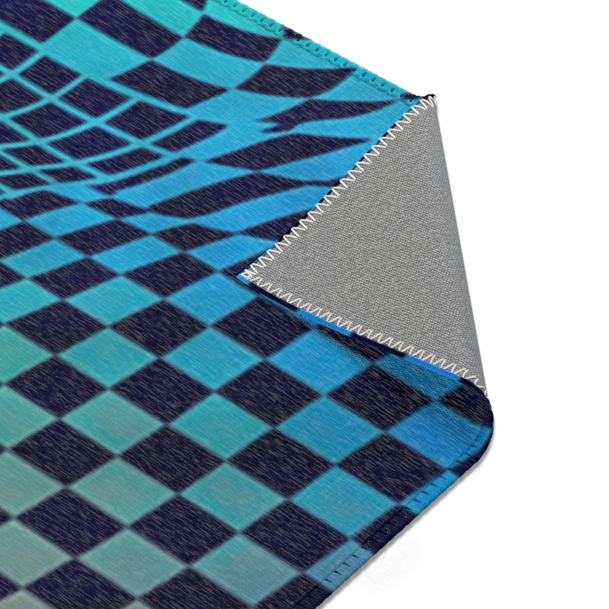 Psychedelic Wavy Checkerboard Area Rug | Trippy Optical Illusion Pattern