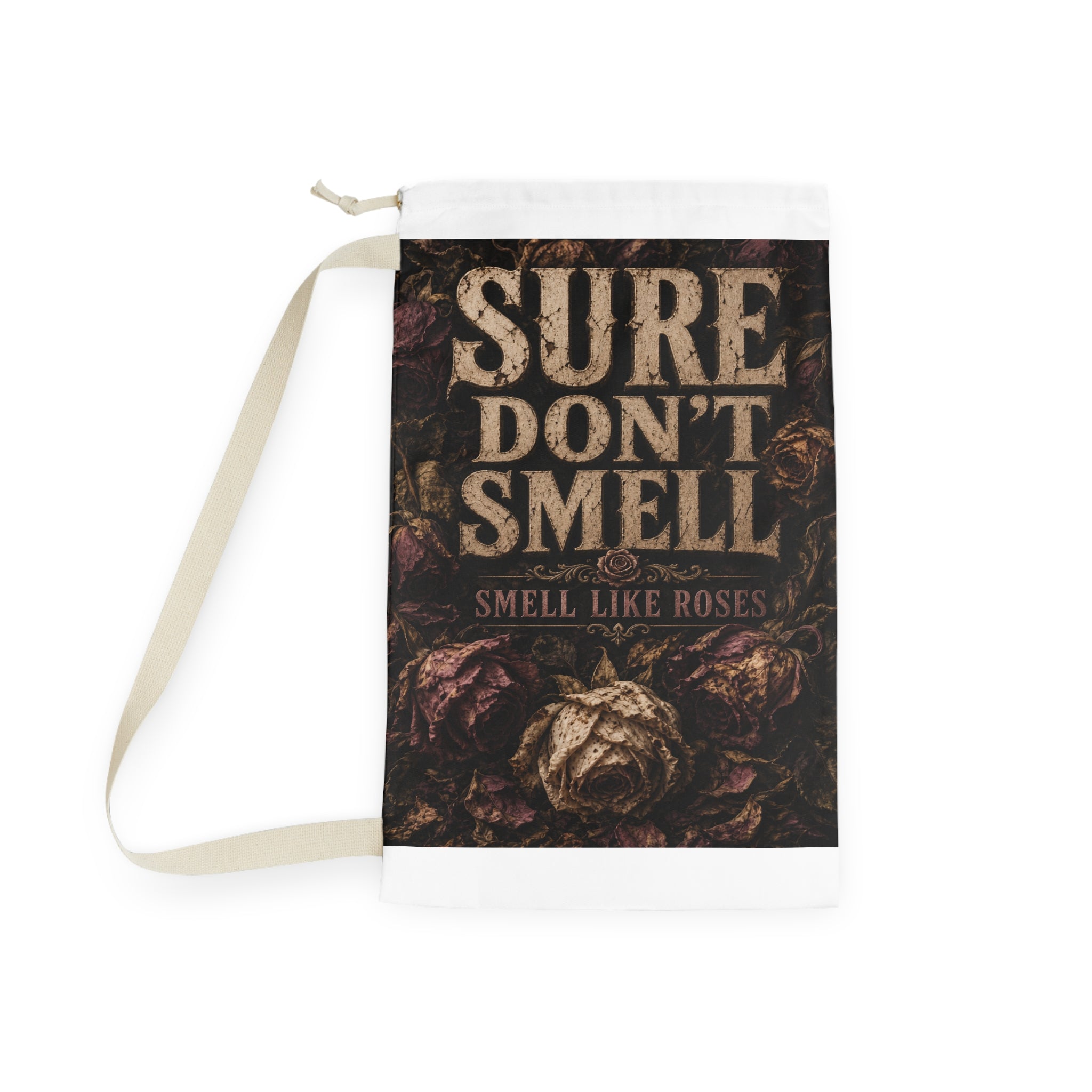 Laundry Bag — "Clothes Smell Spring Fresh" Floral Drawstring Bag