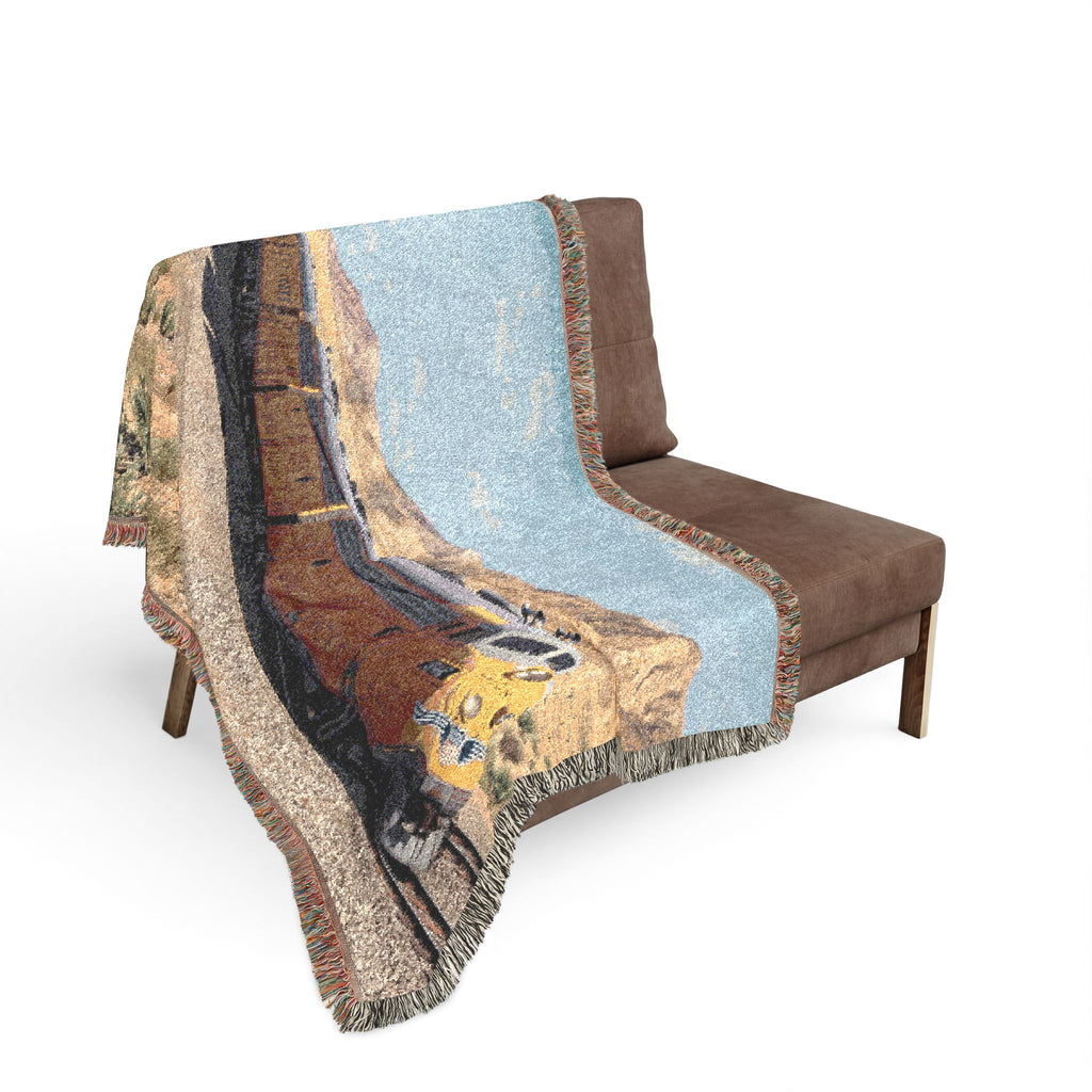 Vintage Streamlined Train Woven Blanket | Desert Locomotive Throw